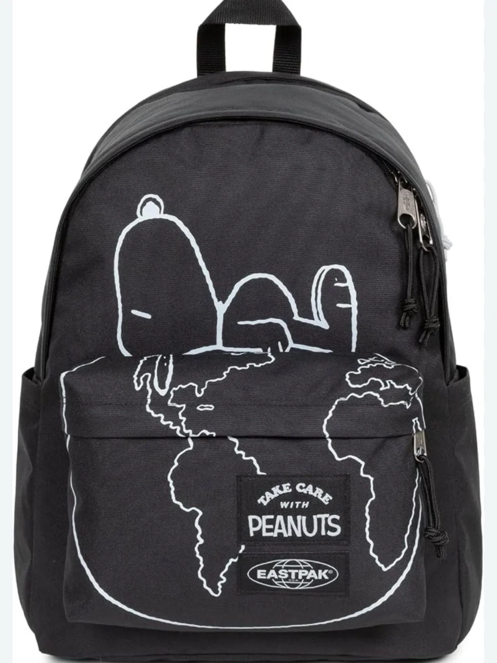 Eastpak Black Backpack with White Peanuts Graphic